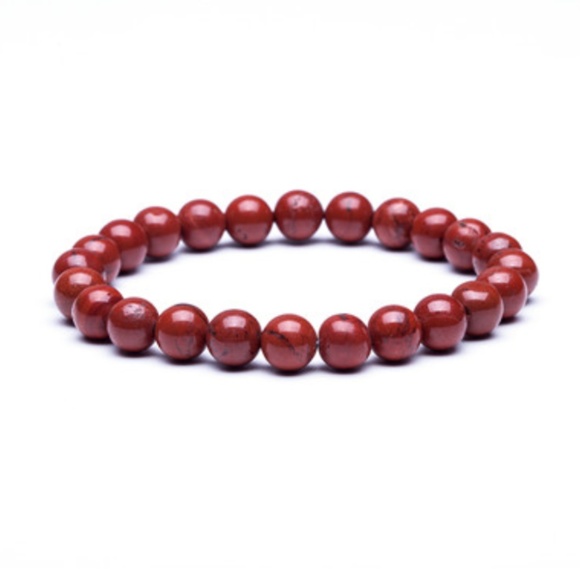 Bead Bracelet Stretch Red Stone - Picture 1 of 1
